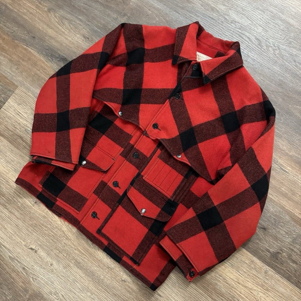 Filson Double Mackinaw‎ Cruiser Men's Coat Black Red Plaid Classic Outdoor wear